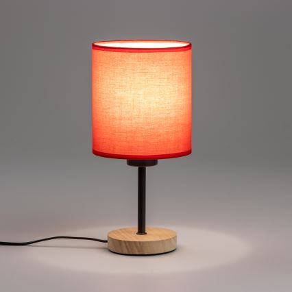 Brilagi - Candeeiro de mesa NUBILA WOOD 1xE27/25W/230V carvalho/vermelho