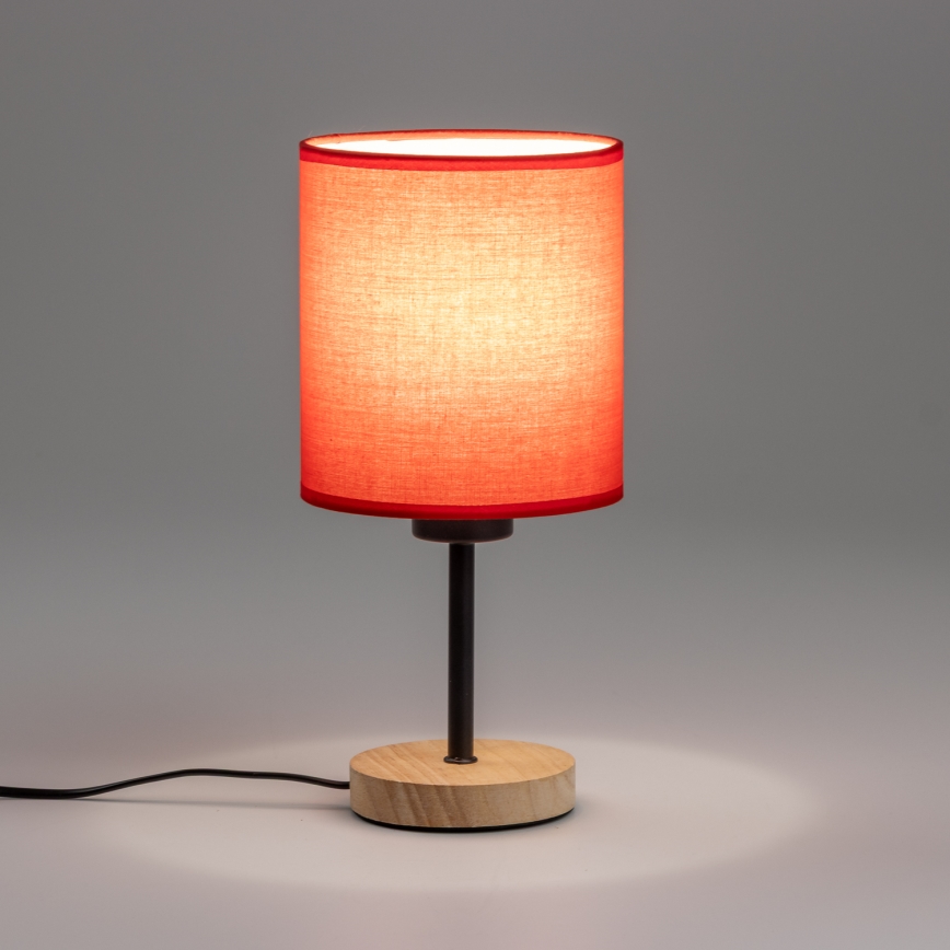 Brilagi - Candeeiro de mesa NUBILA WOOD 1xE27/25W/230V carvalho/vermelho