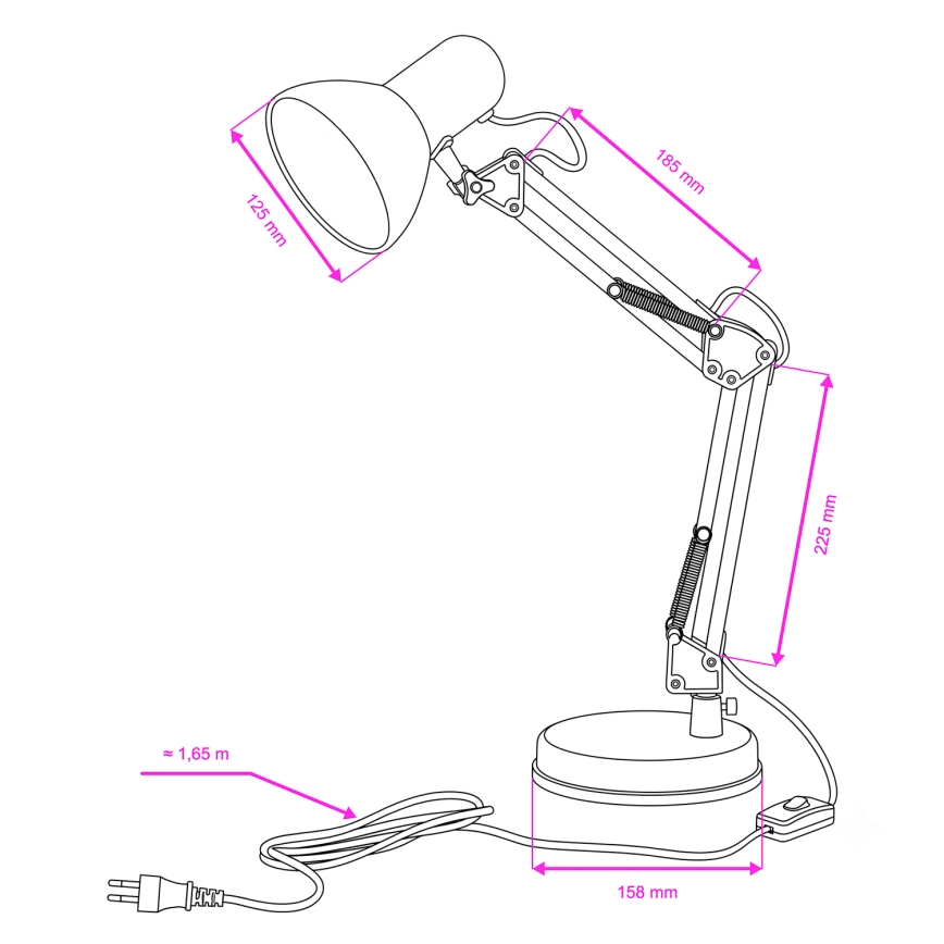 Brilagi - Candeeiro de mesa ROMERO 1xE27/60W/230V branco