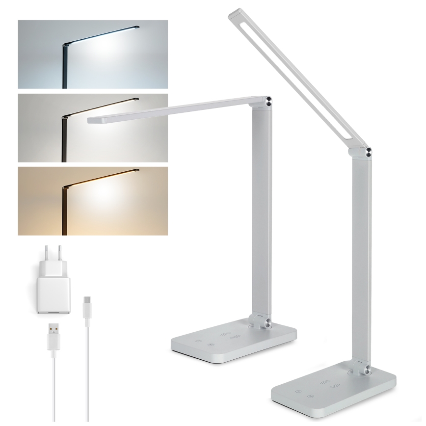 BRILAGI - Candeeiro de mesa LED tátil e dimerizável com carregamento sem fios QI MODO CHARGE LED/7W/5V 3000/4000/6000K branco