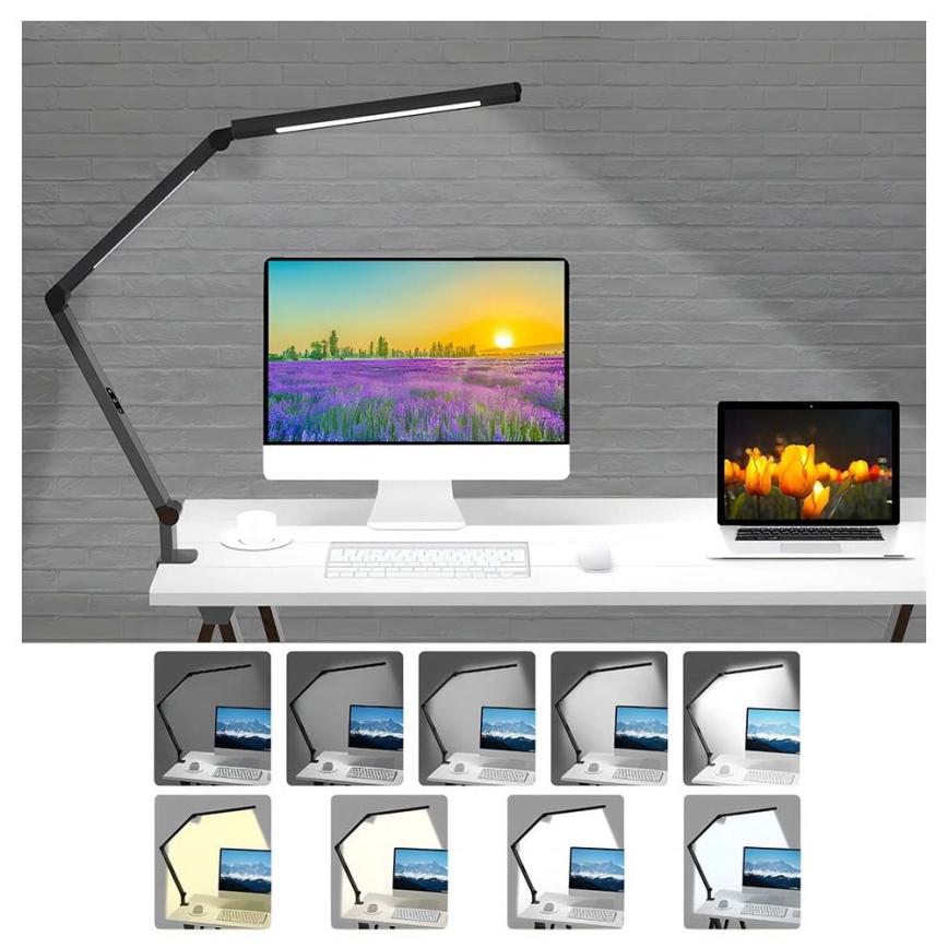 Brilagi - Candeeiro de mesa flexível tátil LED com regulação VARIO LED/12W/230V 3000/4000/5000/6500K CRI 92 preto