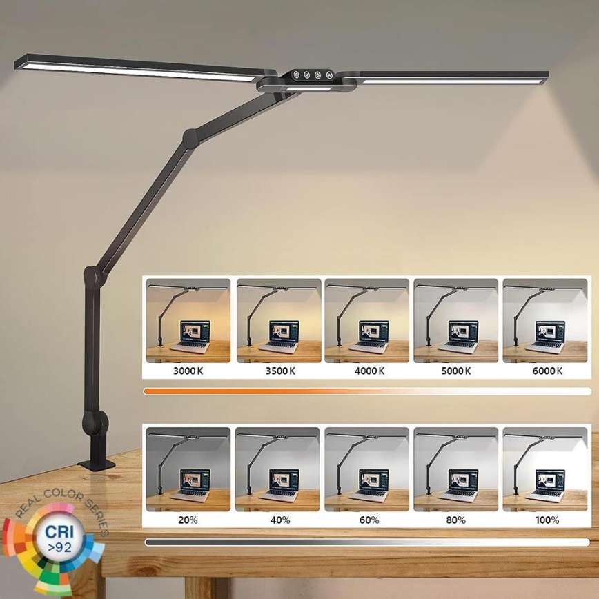 Brilagi - Candeeiro de mesa flexível tátil LED com regulação VARIO LED/24W/230V 3000-6500K CRI 92 preto