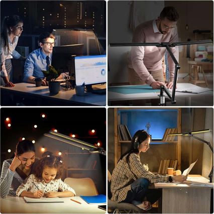 Brilagi - Candeeiro de mesa flexível tátil LED com regulação VARIO LED/24W/230V 3000-6500K CRI 92 preto