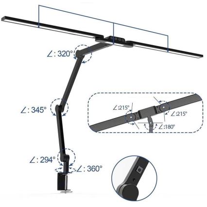 Brilagi - Candeeiro de mesa flexível tátil LED com regulação VARIO LED/24W/230V 3000-6500K CRI 92 preto
