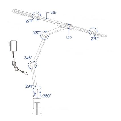 Brilagi - Candeeiro de mesa flexível tátil LED com regulação VARIO LED/24W/230V 3000-6500K CRI 92 preto