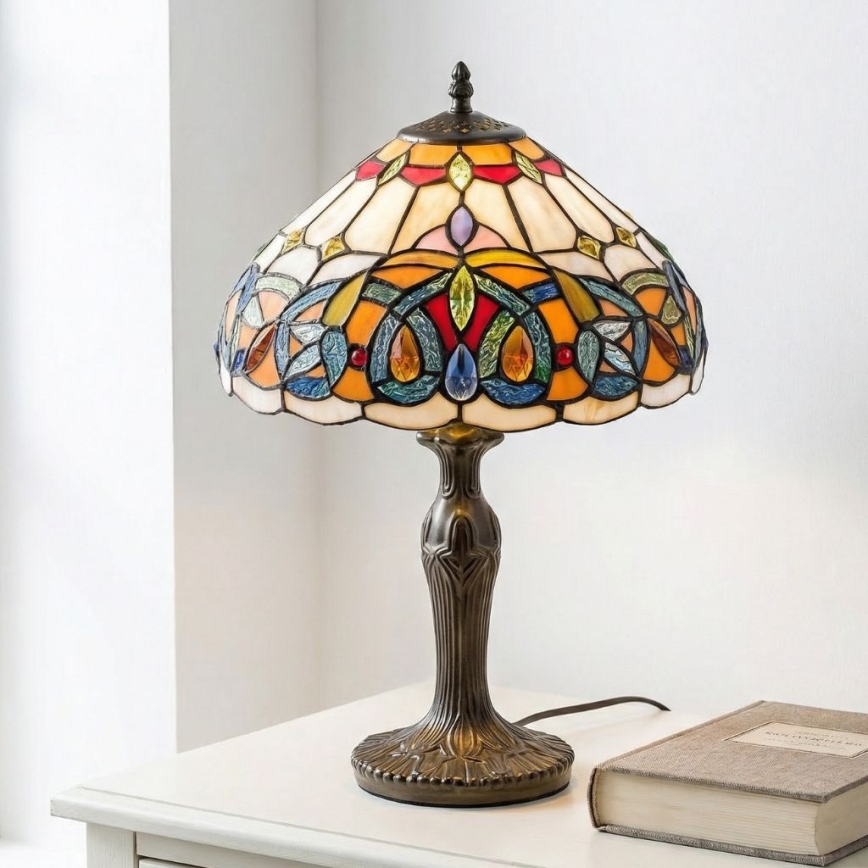 Brilagi - Candeeiro de mesa Tiffany com vitral LUISA 1xE27/40W/230V