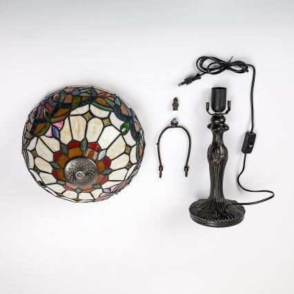 Brilagi - Candeeiro de mesa Tiffany com vitral LUISA 1xE27/40W/230V