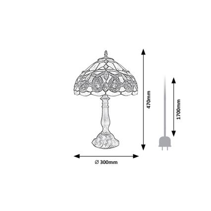 Brilagi - Candeeiro de mesa Tiffany com vitral LUISA 1xE27/40W/230V