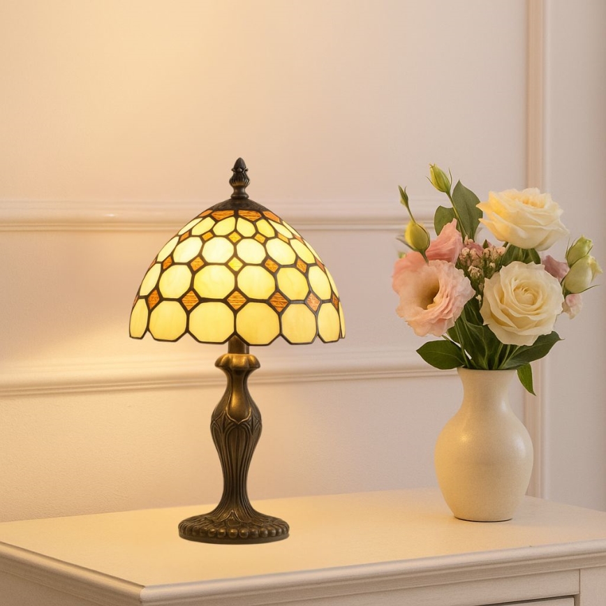 Brilagi - Candeeiro de Mesa Tiffany em Vitral DORAN 1xE14/40W/230V