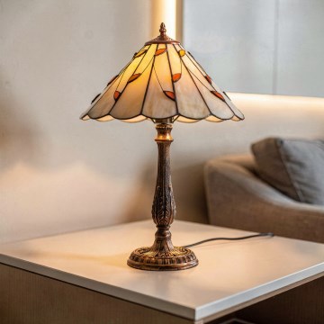 Brilagi - Candeeiro de mesa Tiffany em vitral FOLIA 2xE27/60W/230V