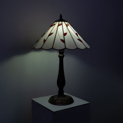 Brilagi - Candeeiro de mesa Tiffany em vitral FOLIA 2xE27/60W/230V