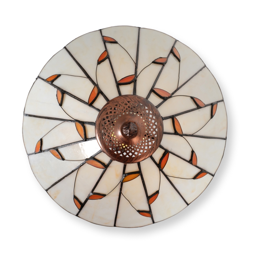 Brilagi - Candeeiro de mesa Tiffany em vitral FOLIA 2xE27/60W/230V