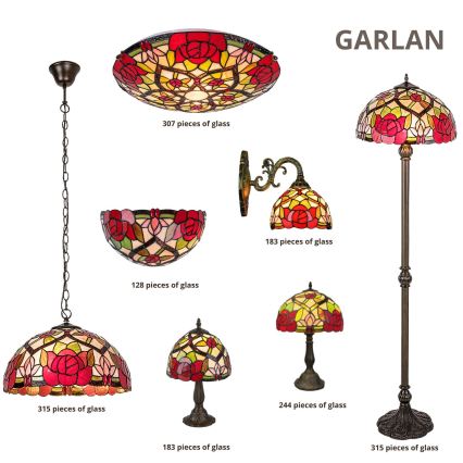Brilagi - Candeeiro de mesa Tiffany em vitral GARLAN 1xE27/40W/230V