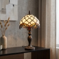 Brilagi - Candeeiro de mesa Tiffany em vitral IVORY 1xE27/60W/230V