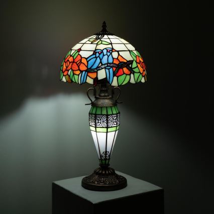 Brilagi - Candeeiro de mesa Tiffany em vitral JUNGLE 1xE27/60W/230V + 1xE14/40W
