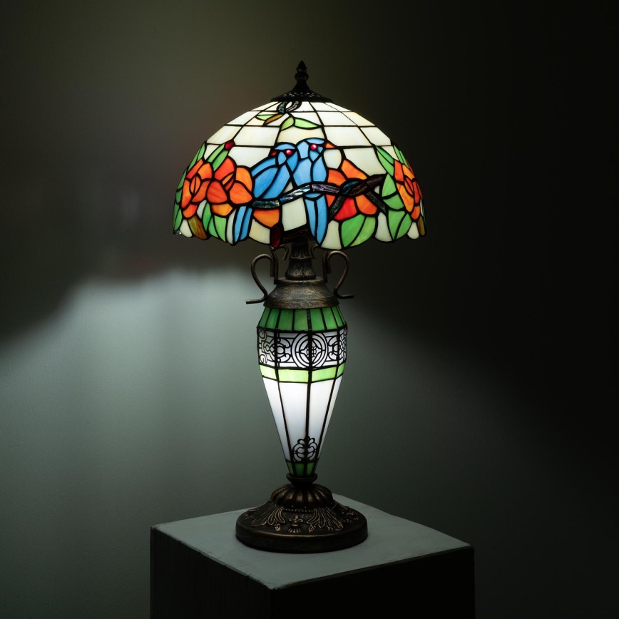 Brilagi - Candeeiro de mesa Tiffany em vitral JUNGLE 1xE27/60W/230V + 1xE14/40W