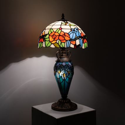 BRILAGI - Candeeiro de mesa Tiffany em vitral JUNGLE 1xE27/60W/230V + 1xE14/40W