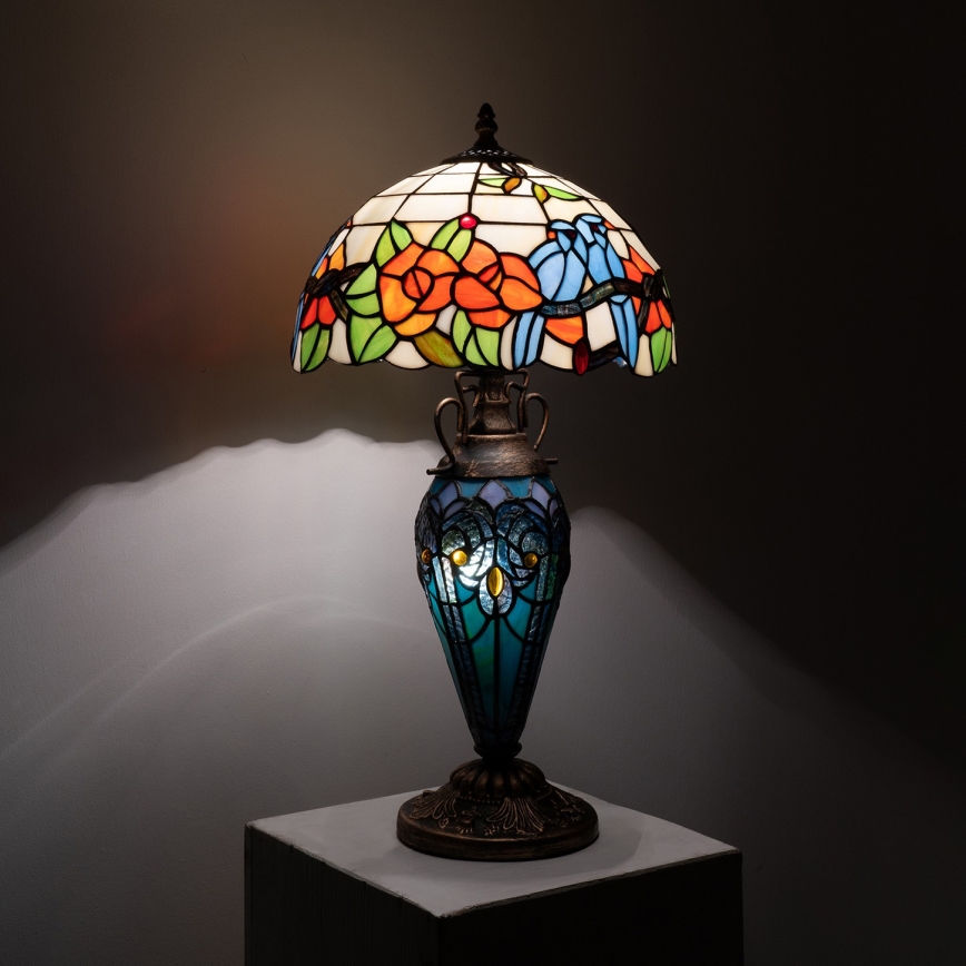 BRILAGI - Candeeiro de mesa Tiffany em vitral JUNGLE 1xE27/60W/230V + 1xE14/40W