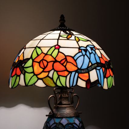 BRILAGI - Candeeiro de mesa Tiffany em vitral JUNGLE 1xE27/60W/230V + 1xE14/40W