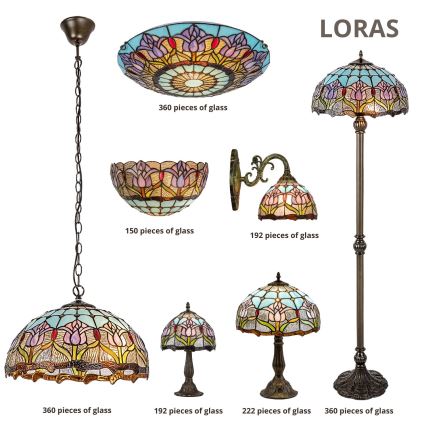 Brilagi - Candeeiro de mesa Tiffany em vitral LORAS 1xE27/40W/230V