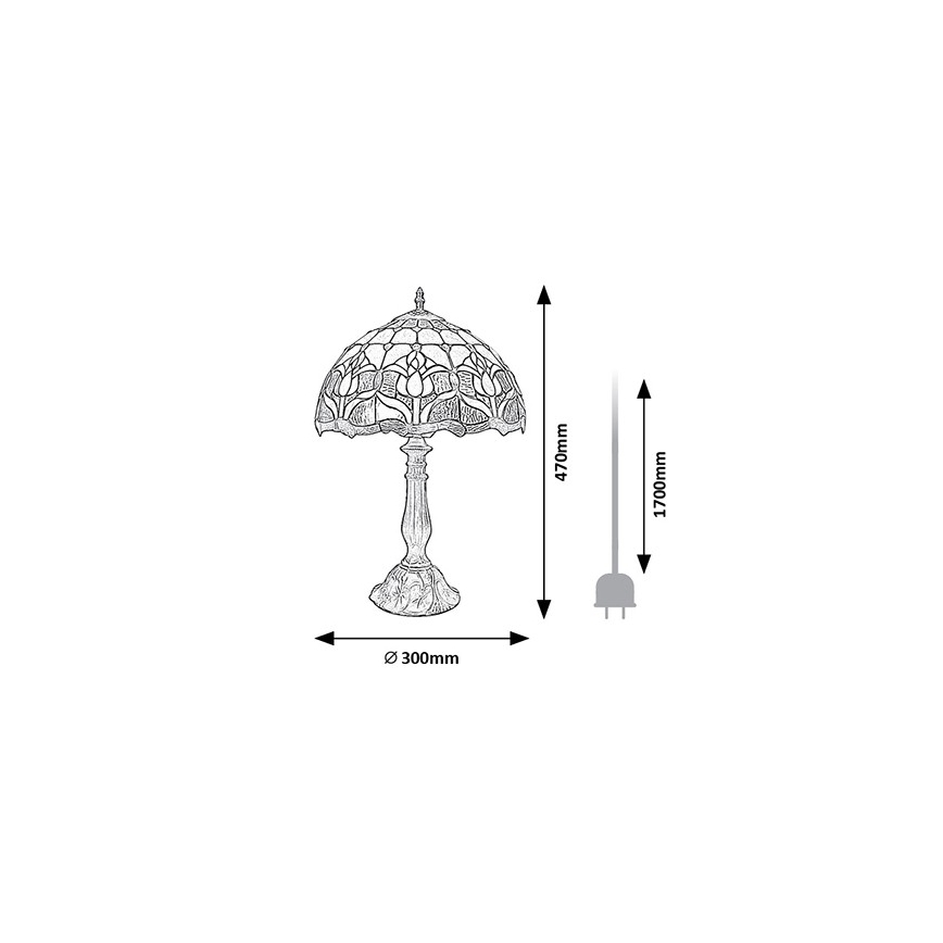 Brilagi - Candeeiro de mesa Tiffany em vitral LORAS 1xE27/40W/230V