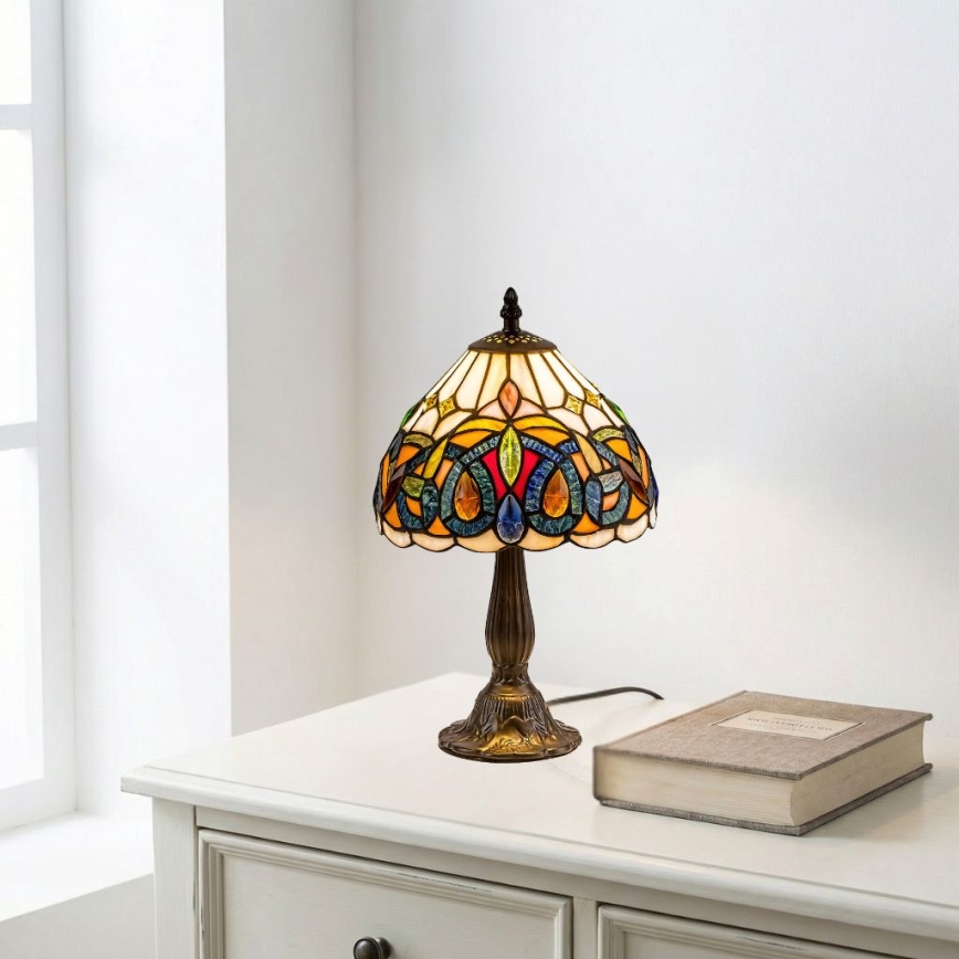 Brilagi - Candeeiro de mesa Tiffany em vitral LUISA 1xE14/40W/230V
