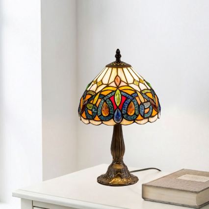 Brilagi - Candeeiro de mesa Tiffany em vitral LUISA 1xE14/40W/230V