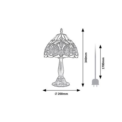 Brilagi - Candeeiro de mesa Tiffany em vitral LUISA 1xE14/40W/230V