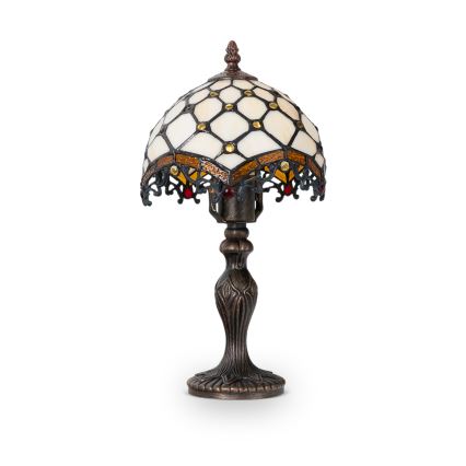 Brilagi - Candeeiro de mesa Tiffany em vitral Marfim 1xE27/60W/230V