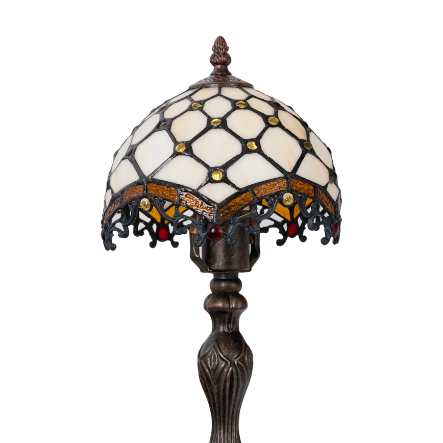 Brilagi - Candeeiro de mesa Tiffany em vitral Marfim 1xE27/60W/230V