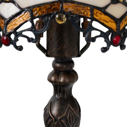 Brilagi - Candeeiro de mesa Tiffany em vitral Marfim 1xE27/60W/230V