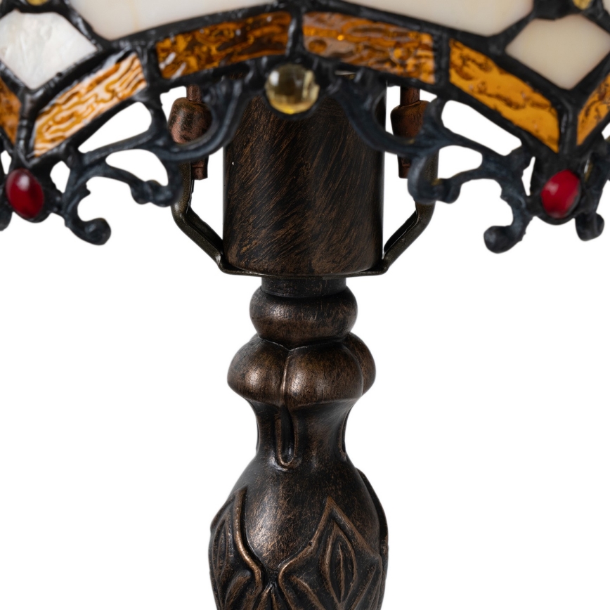 Brilagi - Candeeiro de mesa Tiffany em vitral Marfim 1xE27/60W/230V