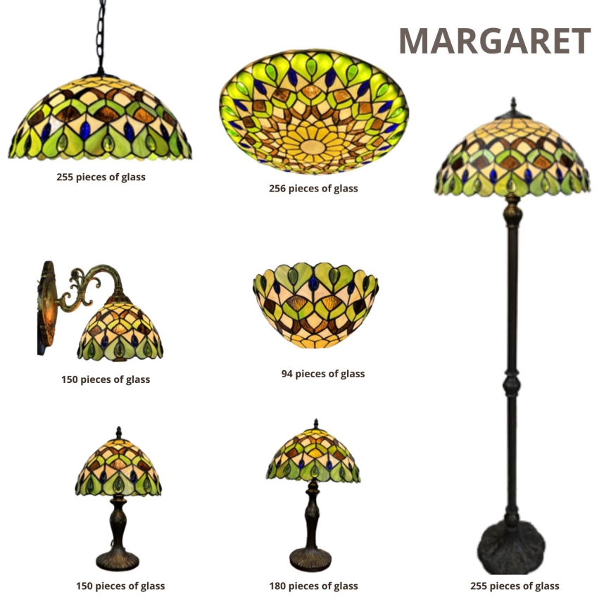 Brilagi - Candeeiro de mesa Tiffany em vitral MARGARET 1xE14/40W/230V