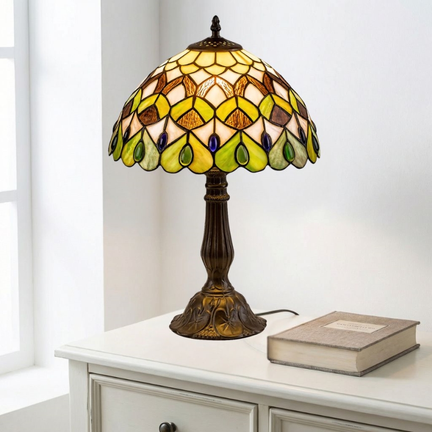 Brilagi - candeeiro de mesa Tiffany em vitral MARGARET 1xE27/40W/230V