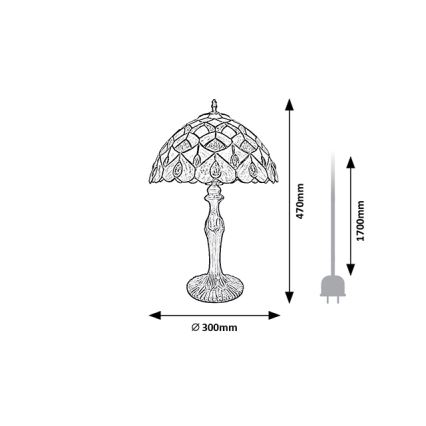 Brilagi - candeeiro de mesa Tiffany em vitral MARGARET 1xE27/40W/230V