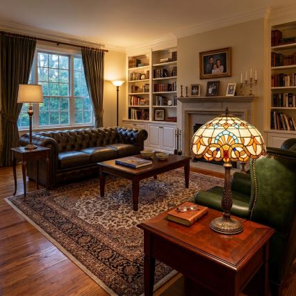 Brilagi - Candeeiro de mesa Tiffany em vitral MIRABELLA 2xE27/60W/230V