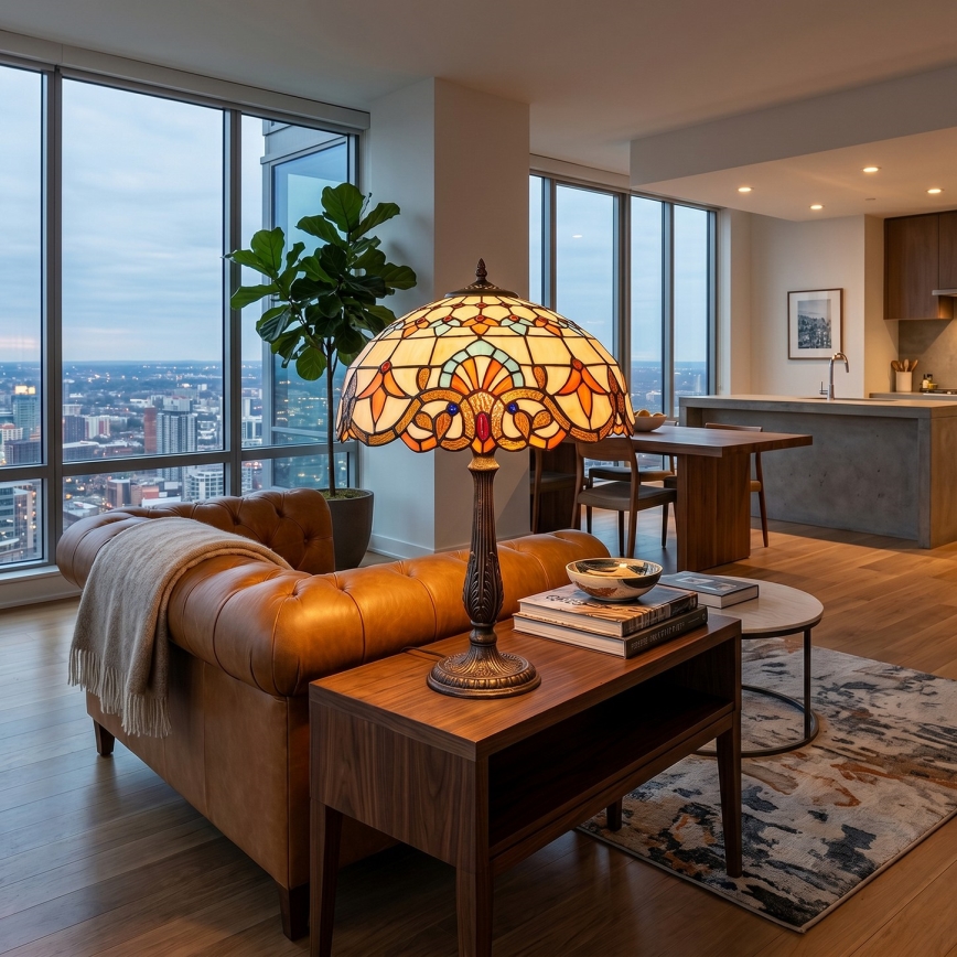 Brilagi - Candeeiro de mesa Tiffany em vitral MIRABELLA 2xE27/60W/230V