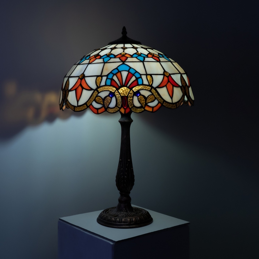 Brilagi - Candeeiro de mesa Tiffany em vitral MIRABELLA 2xE27/60W/230V