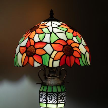 Brilagi - Candeeiro de mesa Tiffany em vitral SUNFLOWER 1xE27/60W/230V + 1xE14/40W
