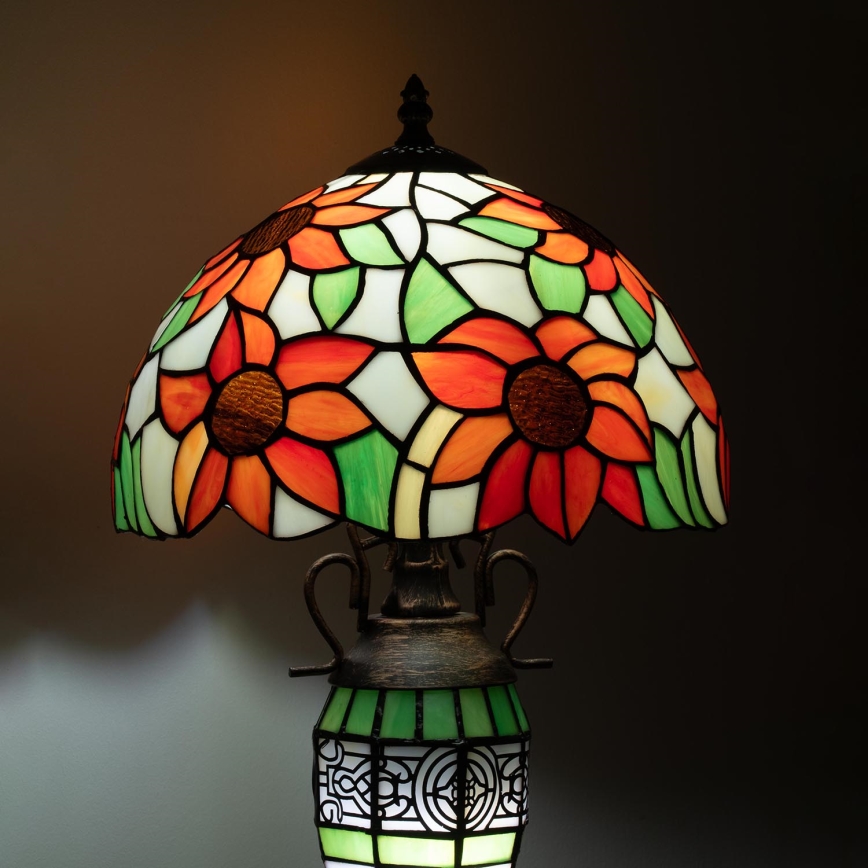 Brilagi - Candeeiro de mesa Tiffany em vitral SUNFLOWER 1xE27/60W/230V + 1xE14/40W