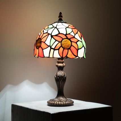 Brilagi - Candeeiro de mesa Tiffany em vitral SUNFLOWER 1xE27/60W/230V
