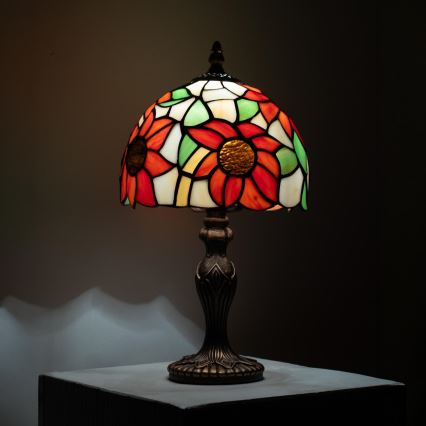 Brilagi - Candeeiro de mesa Tiffany em vitral SUNFLOWER 1xE27/60W/230V