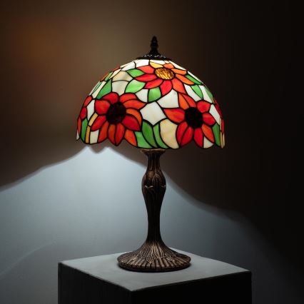 Brilagi - Candeeiro de mesa Tiffany em vitral SUNFLOWER 1xE27/60W/230V