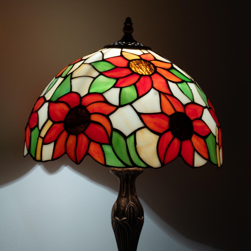 Brilagi - Candeeiro de mesa Tiffany em vitral SUNFLOWER 1xE27/60W/230V