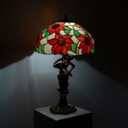 Brilagi - Candeeiro de mesa Tiffany em vitral SUNFLOWER 1xE27/60W/230V