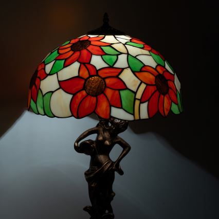 Brilagi - Candeeiro de mesa Tiffany em vitral SUNFLOWER 1xE27/60W/230V