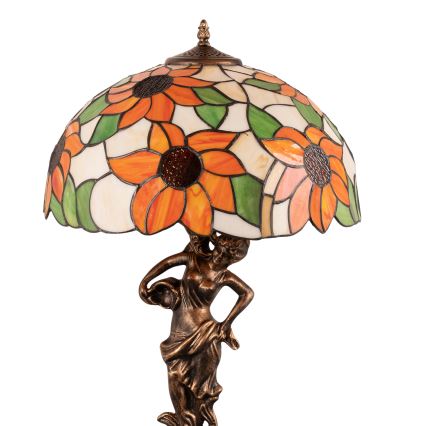 Brilagi - Candeeiro de mesa Tiffany em vitral SUNFLOWER 1xE27/60W/230V