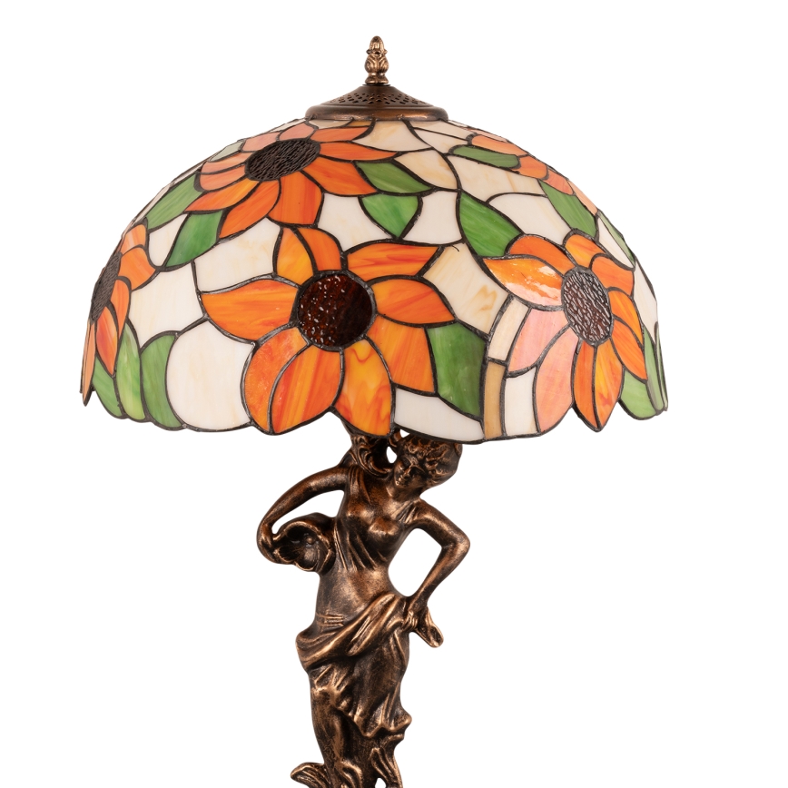 Brilagi - Candeeiro de mesa Tiffany em vitral SUNFLOWER 1xE27/60W/230V