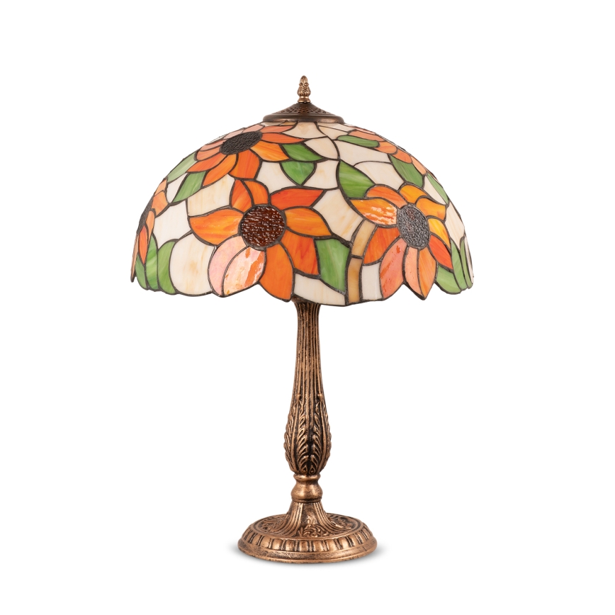 Brilagi - Candeeiro de mesa Tiffany em vitral SUNFLOWER 2xE27/60W/230V