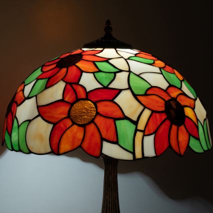 Brilagi - Candeeiro de mesa Tiffany em vitral SUNFLOWER 2xE27/60W/230V
